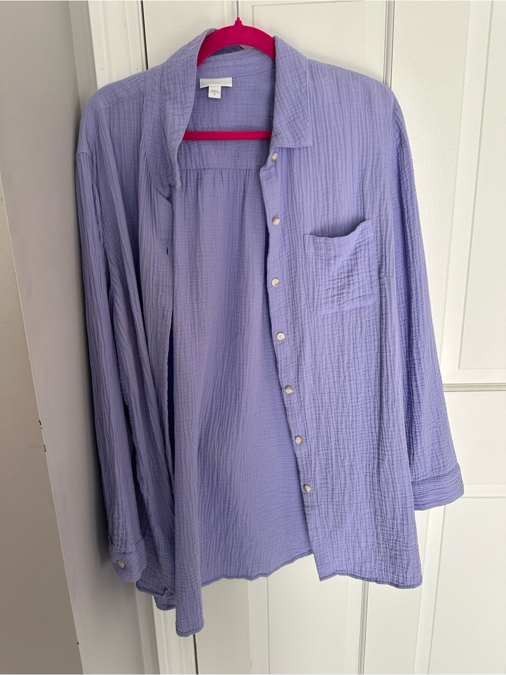 J. Jill Purple Cotton Gauze Button-Down Shirt
